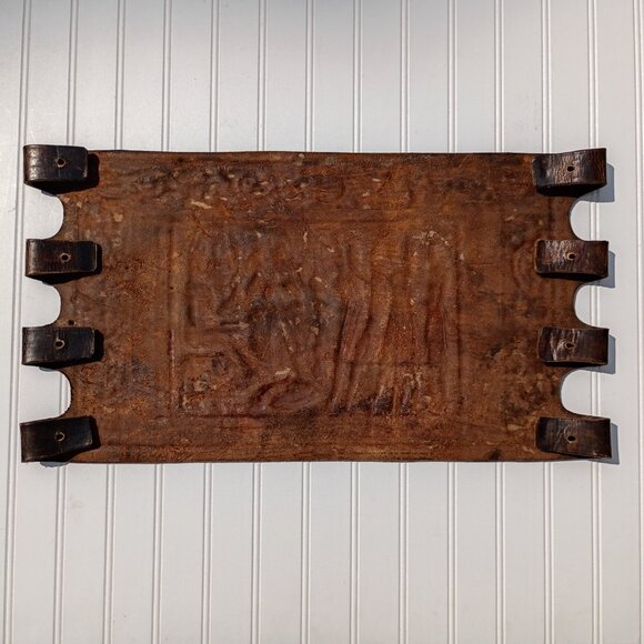 Angel Pazmino Tooled Leather Chair Seat Replacement Part Episodio Historico Vtg - Picture 8 of 16